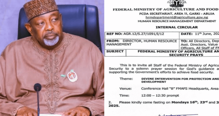 3-Day Fasting Was To Curb Untimely Deaths, Not Address Food Security—Agric Ministry